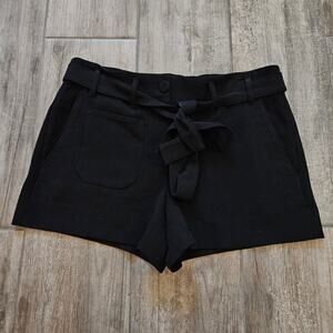 Helmut Lang Sash Tie High-Rise Shorts Women’s 2 Black Stretch Utility Chic